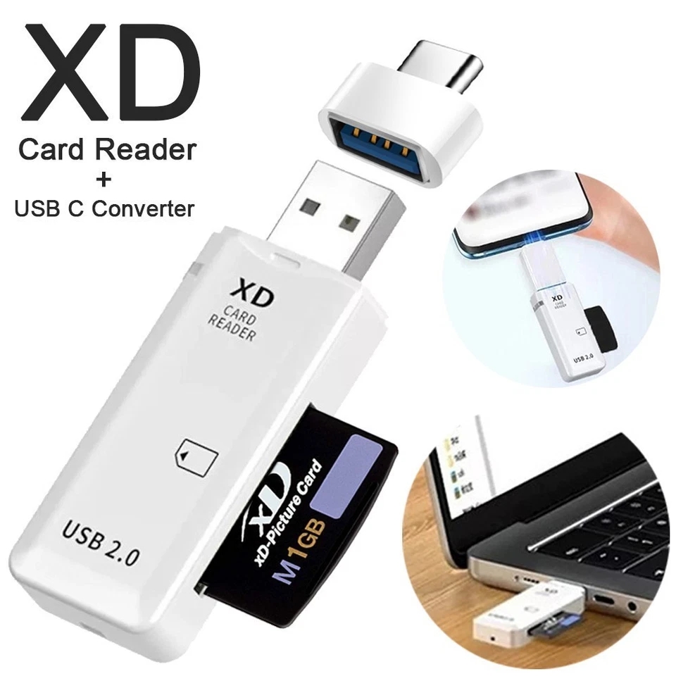 XD Card Reader Photos Memory Adapter + USB C Converter for Olympus Fuji Cameras - Image 3 of 4
