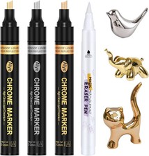 JDiction Mirror Chrome Markers 4 PACK, 3 Colors Permanent 4PCS