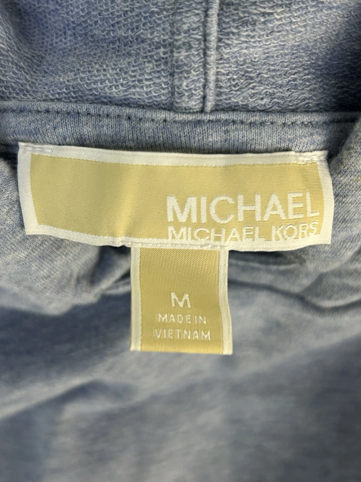 Felpa con cappuccio Michael Kors donna fondo cinch grigia MK Hardware taglia media. 2 anni