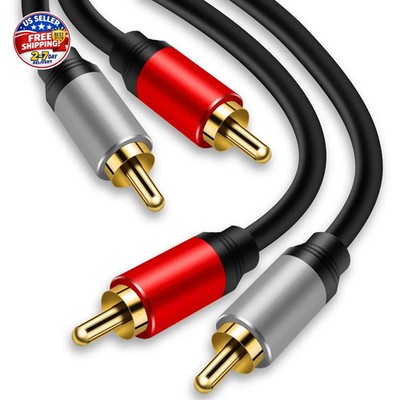 2RCA to 2RCA Cable 3Ft Gold-Plated 2 RCA Male to 2 RCA Male Stereo Audio Cabl...