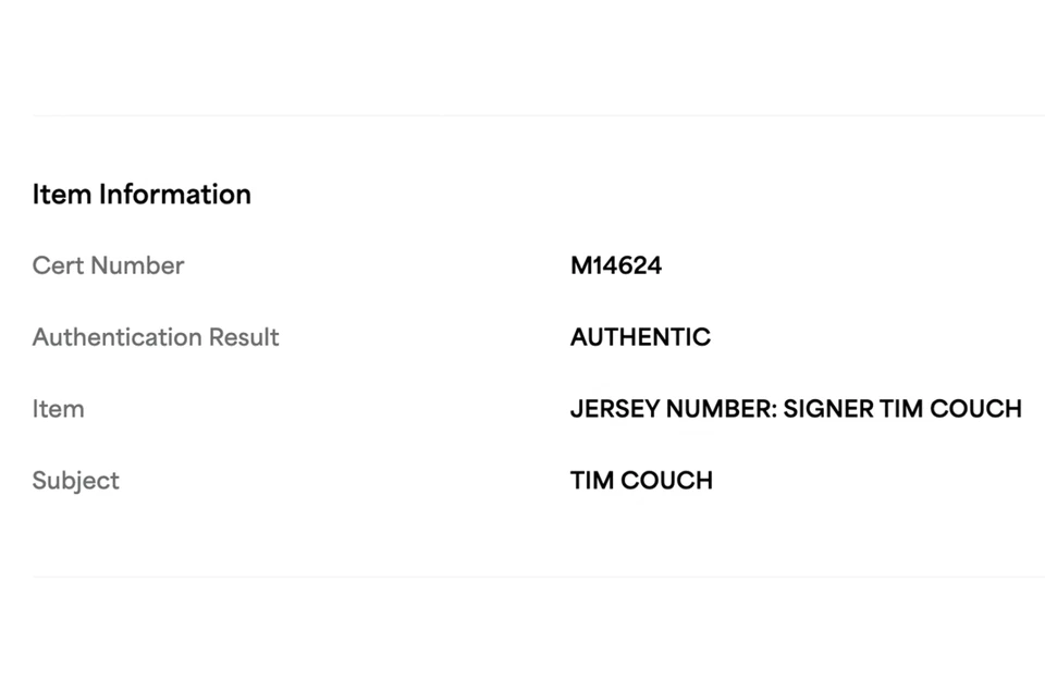 Tim Couch Autographed Custom Brown Cleveland Jersey (PSA/DNA) - Image 3 of 3