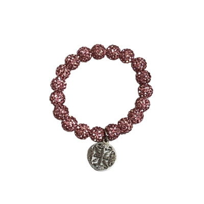 Rustic Cuff Pink Emerson Stretch Bracelet Sparkly Beads Silvertone