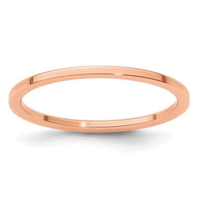 10K Rose Gold 1.2mm Flat Polished Stackable Band Ring for Women Size 6