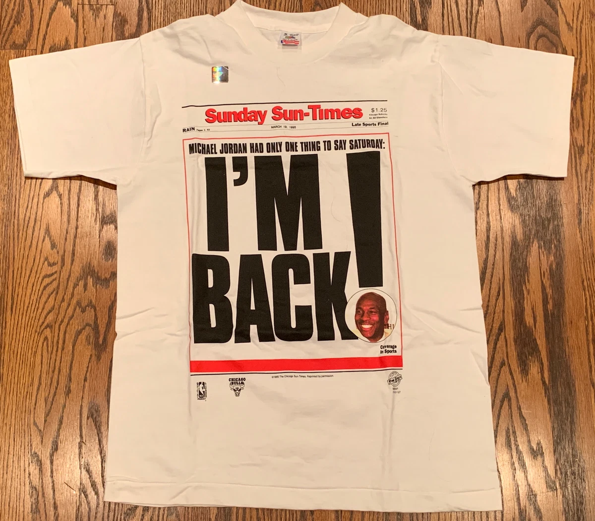 Vintage Rare Michael Jordan I’m Back TShirt Adult Size M Fruit Of The Loom