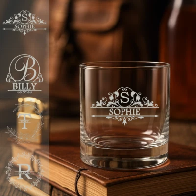 4YOURHAPPINESS Personalised Whiskey Glass Engraved Coaster Gift Any Occasion Glassware Whisky