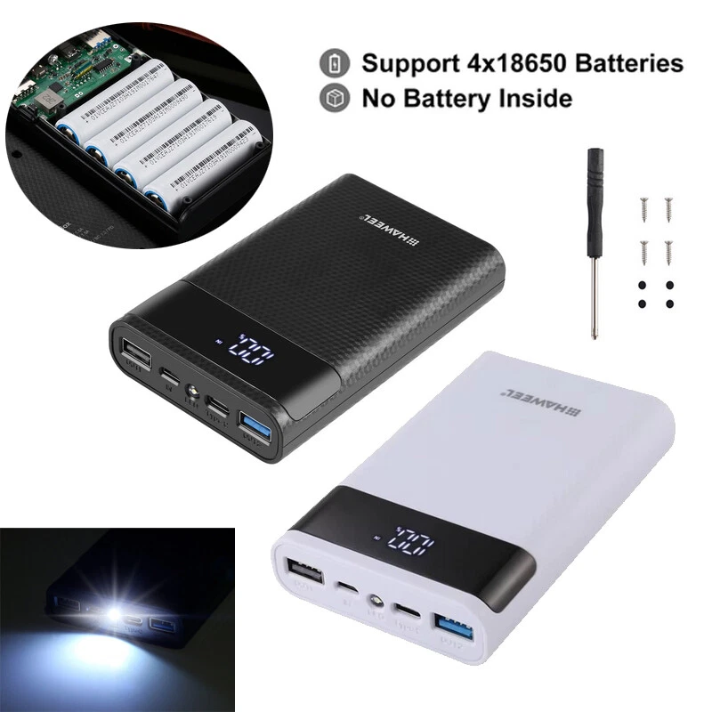 Power Bank Battery Shell Case for 18650 4 slots DIY Detachable USB Charging Box