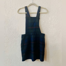 Forever 21 Jumper Dress Medium Plaid Navy Green NWT