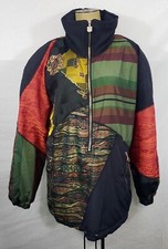Vtg 90s Womens Kaelin 1/2 zip pullover wild multicolor ski snow jacket sz 10 XL