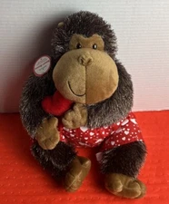 Hallmark Brown Gorilla Plush Boom Boom Red Shorts Hearts Music Light Monkey Ape 
