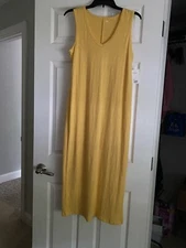 SO Midi Yellow Dress with Slit; Comfy Swimsuit Beach Coverup; size Medium; NWT