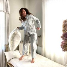 Vintage Pajamas French PJ's flannel soft woman's small to medium Brushe