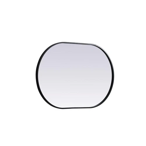 Elegant Decor Asha 24x36" Oval Modern MDF Wood/Iron Mirror in Black - Picture 4 of 11