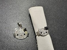 HELLO KITTY Chic Modern Rhinestone Ring and Pendant Missing Rhinestones