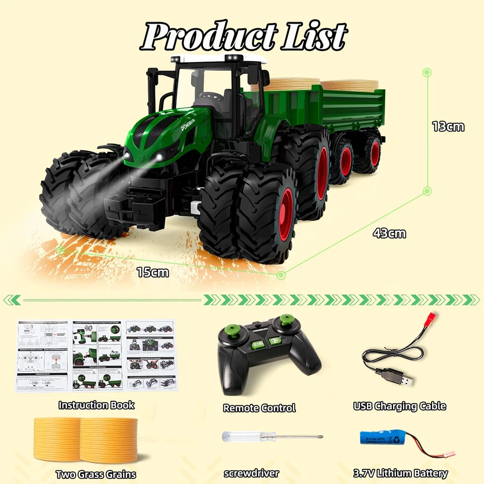 Traktor Spielzeug ab 3 4 5 Jahre, Rc Traktor Ferngesteuert, Ferngesteuerter - Bild 4 von 4