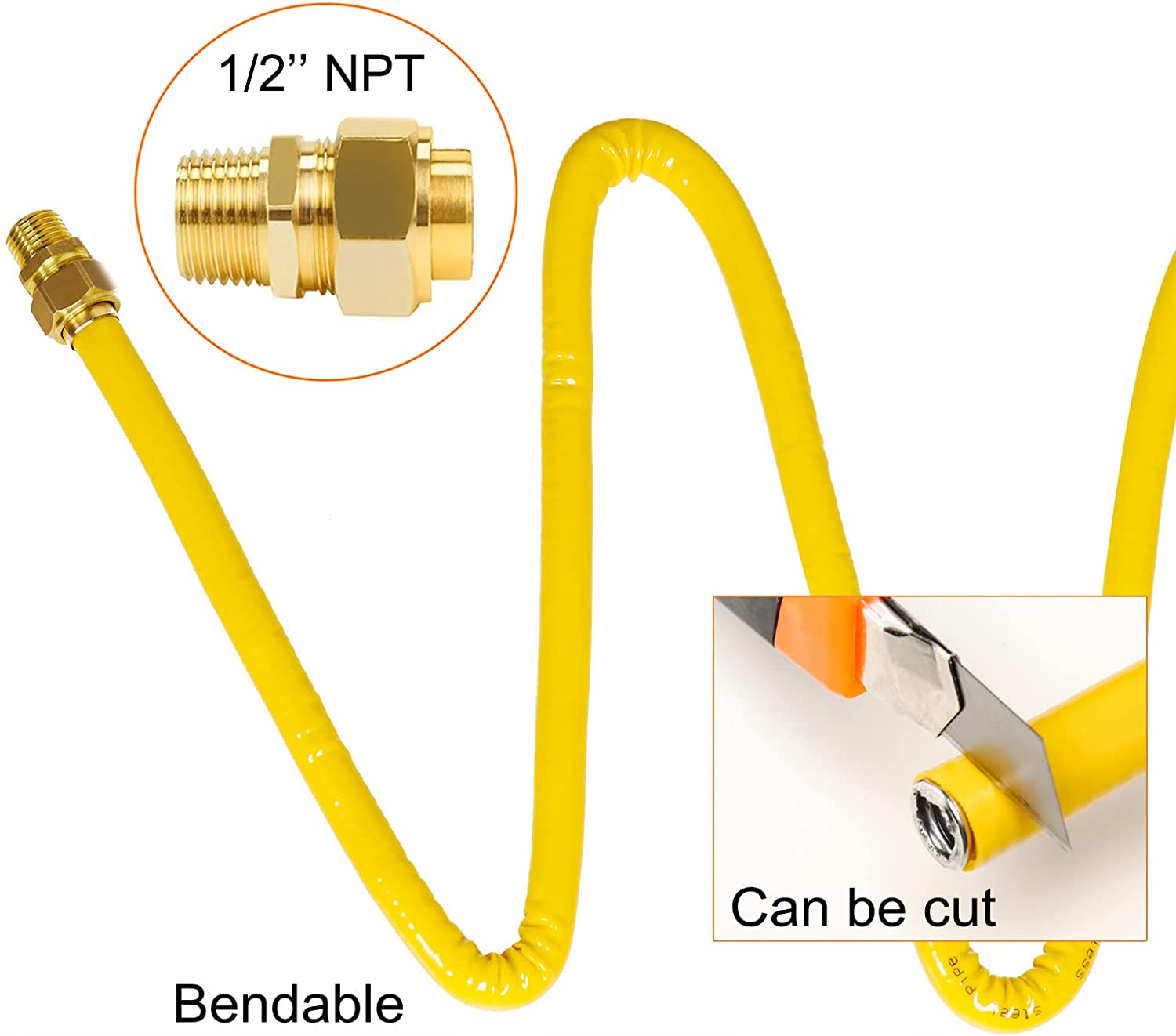 CSST Corrugated Stainless Steel Tubing 37 Ft 1/2" Flexible Natural Gas