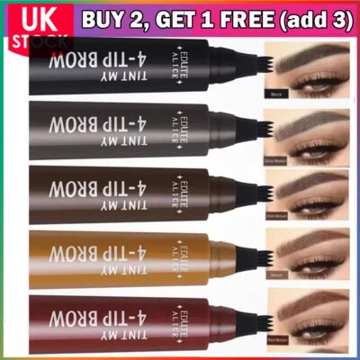3D Microblading Tattoo Eyebrow Liquid Ink Pen Waterproof 4 Fork Pencil Brow UK