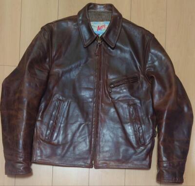 Aero Leather Jacket Half belt Horsehide Black Single Riders Jacket
