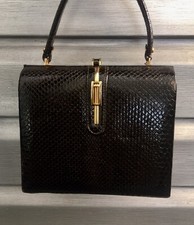 Tano Brown Vintage Snakeskin Python Box Purse Handbag