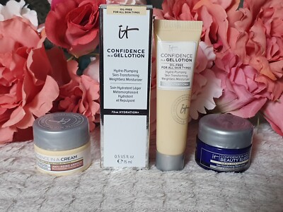It Cosmetics Set    Confidence In A Gel Lotion 15ml, Cream 7ml Beauty Sleep 7ml