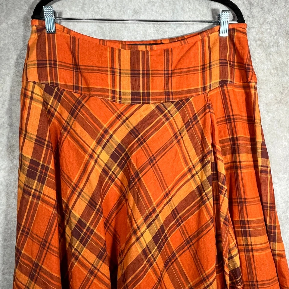 Falda de lino Kasper para mujer talla 14 naranja a cuadros asimétrica imitación envoltura otoño informal Foto 2 de 4