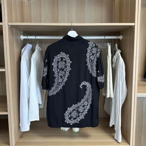 AllSaints Mens Hawaiian Short-Sleeve Shirt Size S Black Aaran Print Summer - Picture 3 of 5