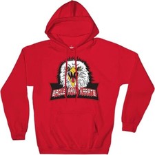 Ripple Junction Cobra Kai Eagle Fang Logo Unisex Adult Pullover Hoodie Large Red