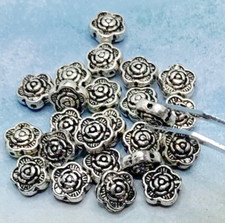40 pieces - Antique Silver Rose Flower Beads Spacers 7mm Tibetan Style B5