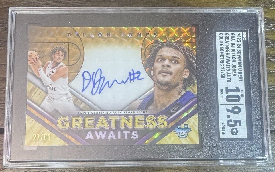 Dillon Jones Greatness Awaits Auto 27/50 2023-24 Bowman Best University Gold - Image 2 of 3