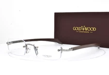 GOLD AND WOOD Rimless Eyeglasses Natural Wood Brown SJ43.5 Ta61 Brand New