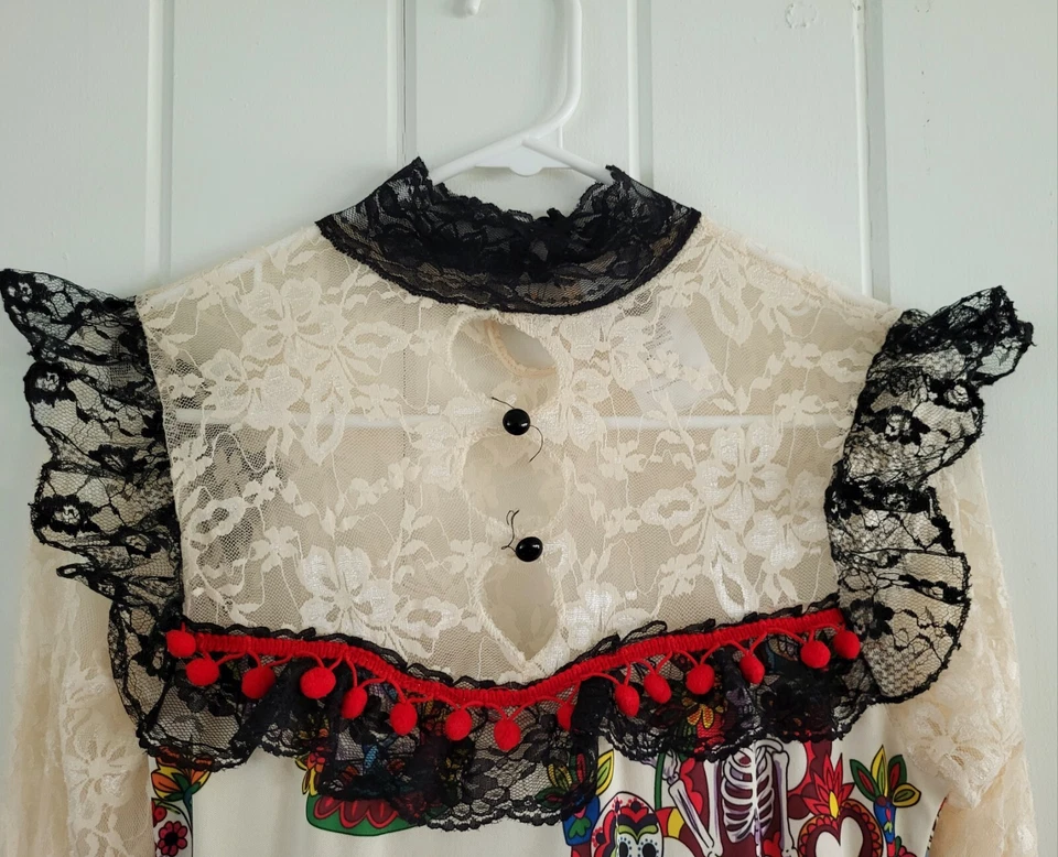 Spirit Halloween Costume Day of The Dead Sugar Skull Bride Dress Adult Small S - Image 2 of 4