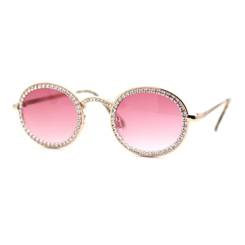Kleine runde ovale Sonnenbrille mit voller Krone und Strass  - Bild 10 von 21