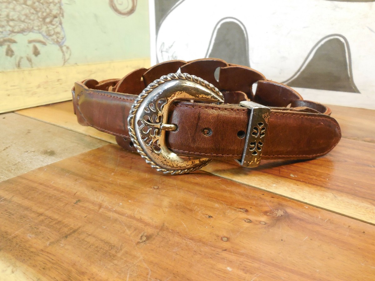 Fossil Brown Leather Belt Size L #BT4439 Super CUTE!! | eBay
