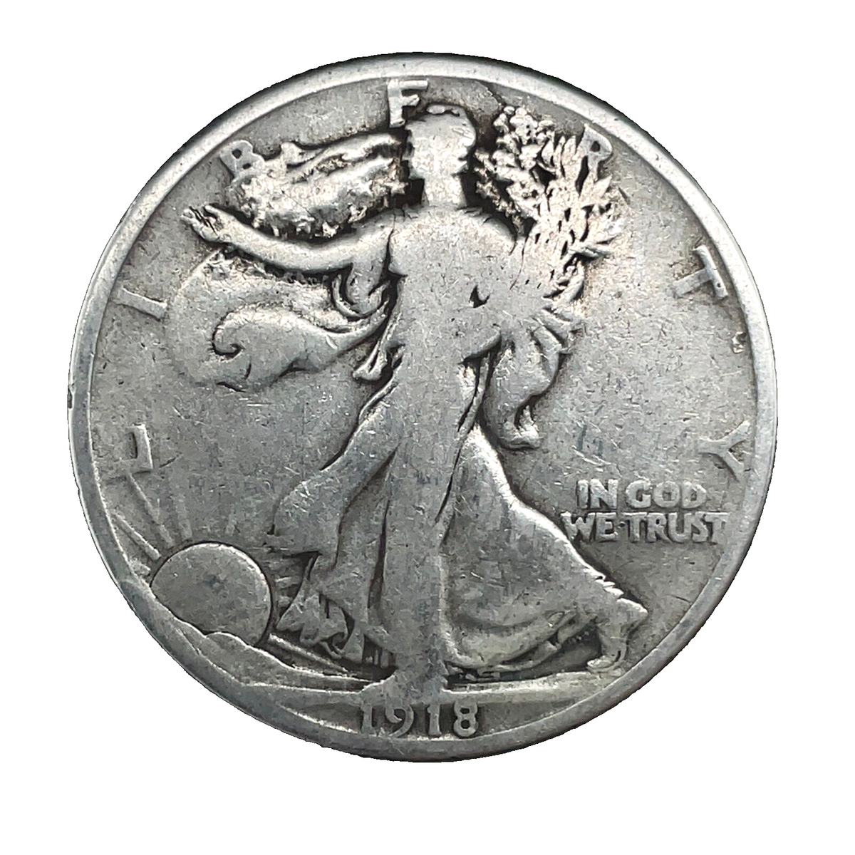 【1918 銀貨2枚】ウォーキングリバティ 50セント【 ミントS・P】 1918 Walking Liberty 90% Silver VG-F Half Dollar 50 Cent Coin #2