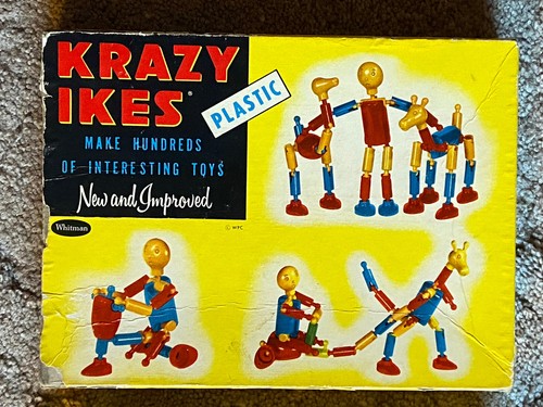 Vintage 1950s KRAZY IKES Building Toy w/ Original Box and 2 Instructions - Picture 3 of 9