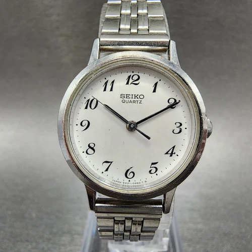 Seiko Watch Women 25mm White Dial Silver Tone Round 5421-0090 New Battery VTG