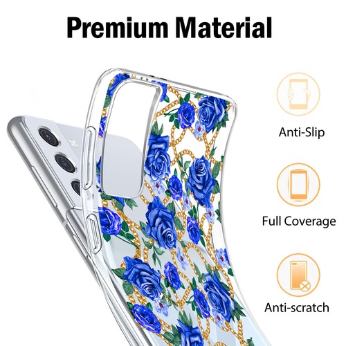 Flower Design Phone Case Clear Soft Cover For Samsung Galaxy S23 S22 S21 FE S24 - Picture 84 of 98