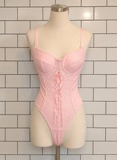 Adore Me Pink Lace-Up Corset Bodysuit Size 32DDD