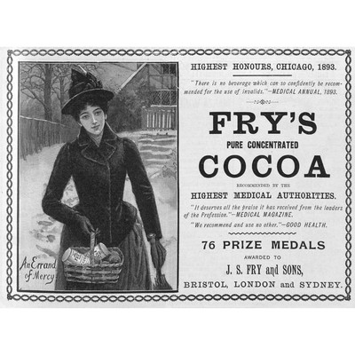 FRY'S COCOA viktorianische Dame Motiv viktorianische Werbung 1894