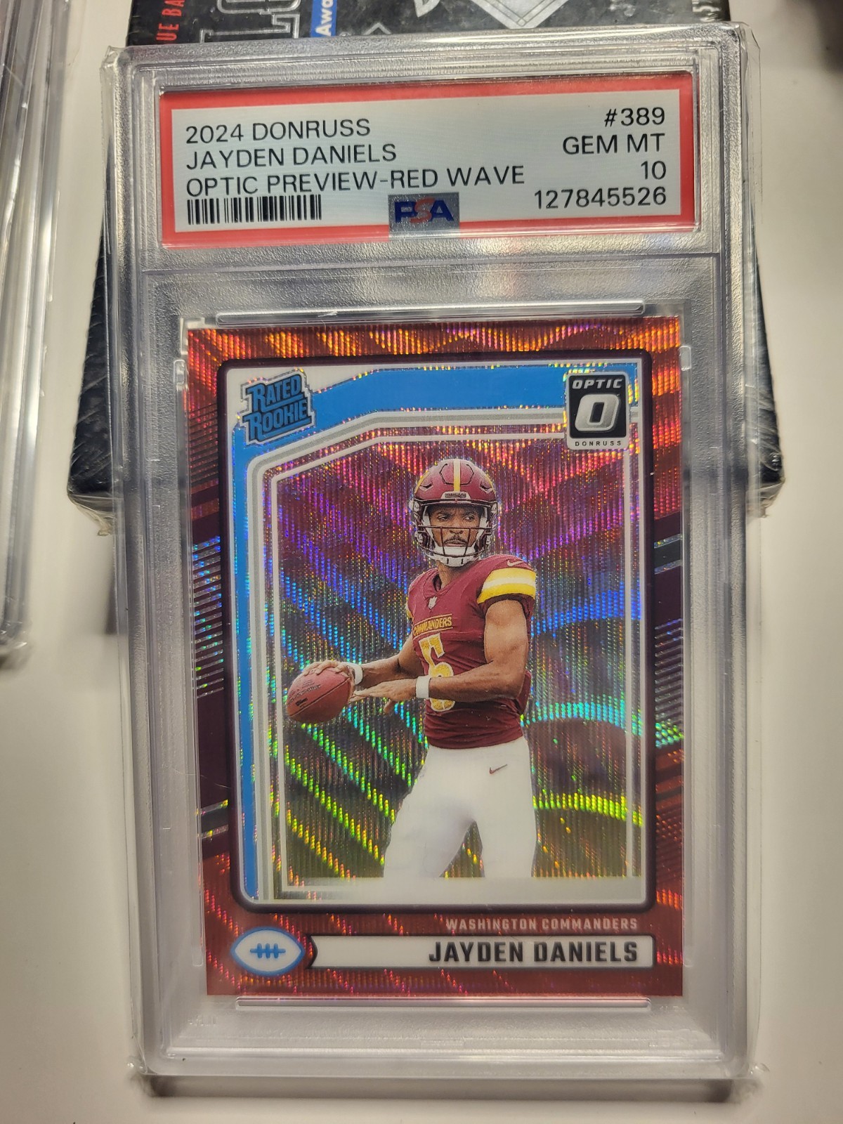2024 Donruss Jayden Daniels #389 Optic Preview Red Wave PSA 10