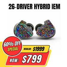 26-Driver Wired IEM in Ear Monitor with 8mm Dynamic  10 Knowles  2 Sonion BA