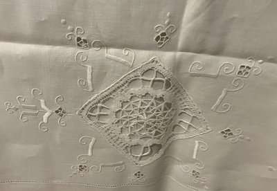 Antique Full Hand Embroidered Flat Sheet - Good condition, Not