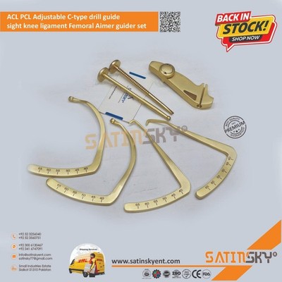 ACL PCL Adjustable C-Type Drill Guide Sight Knee Ligament Femoral Aimer Set of 7