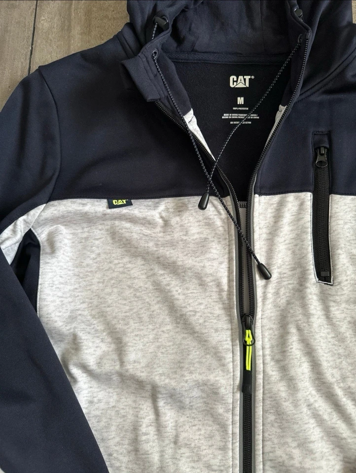 Sudadera con capucha reflectante con cremallera para mujer CAT Caterpillar H20 azul marino/gris talla mediana Foto 3 de 4