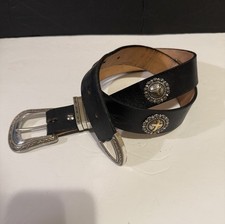Black Leather Concho Western Waist Hip Belt Big Buckle
