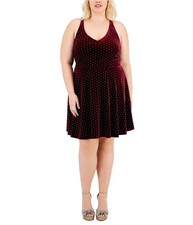 City Studio Womens Velvet Cocktail Dress, Purple, Plus Size, 18W