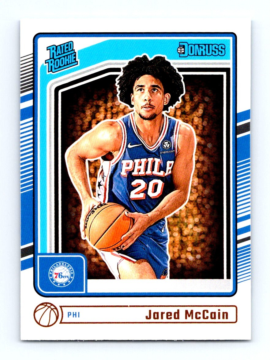 #228 2024-25 Donruss Rated Rookie BASE Jared McCain RC Philadelphia 76ers