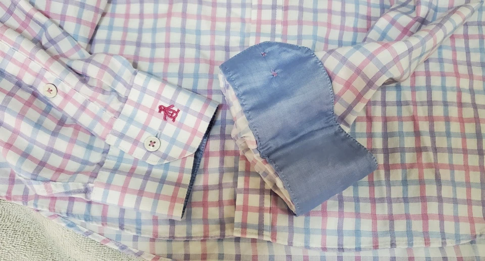 Penguin de MunsingWear Heritage Calce Ajustado Botones Rosa Cuadros 17 1/2 34-35 Foto 4 de 4