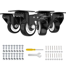 Set of 4 Heavy Duty Fixed Caster Wheels 2" Swivel Casters with Brake for Carts