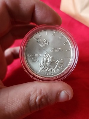 2005 P Proof Marine Corps 230th Anniversary Silver Dollar