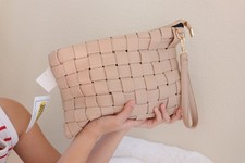 Woven Cream Faux Leather Crossbody Women Purse / Bag Size Small NWT